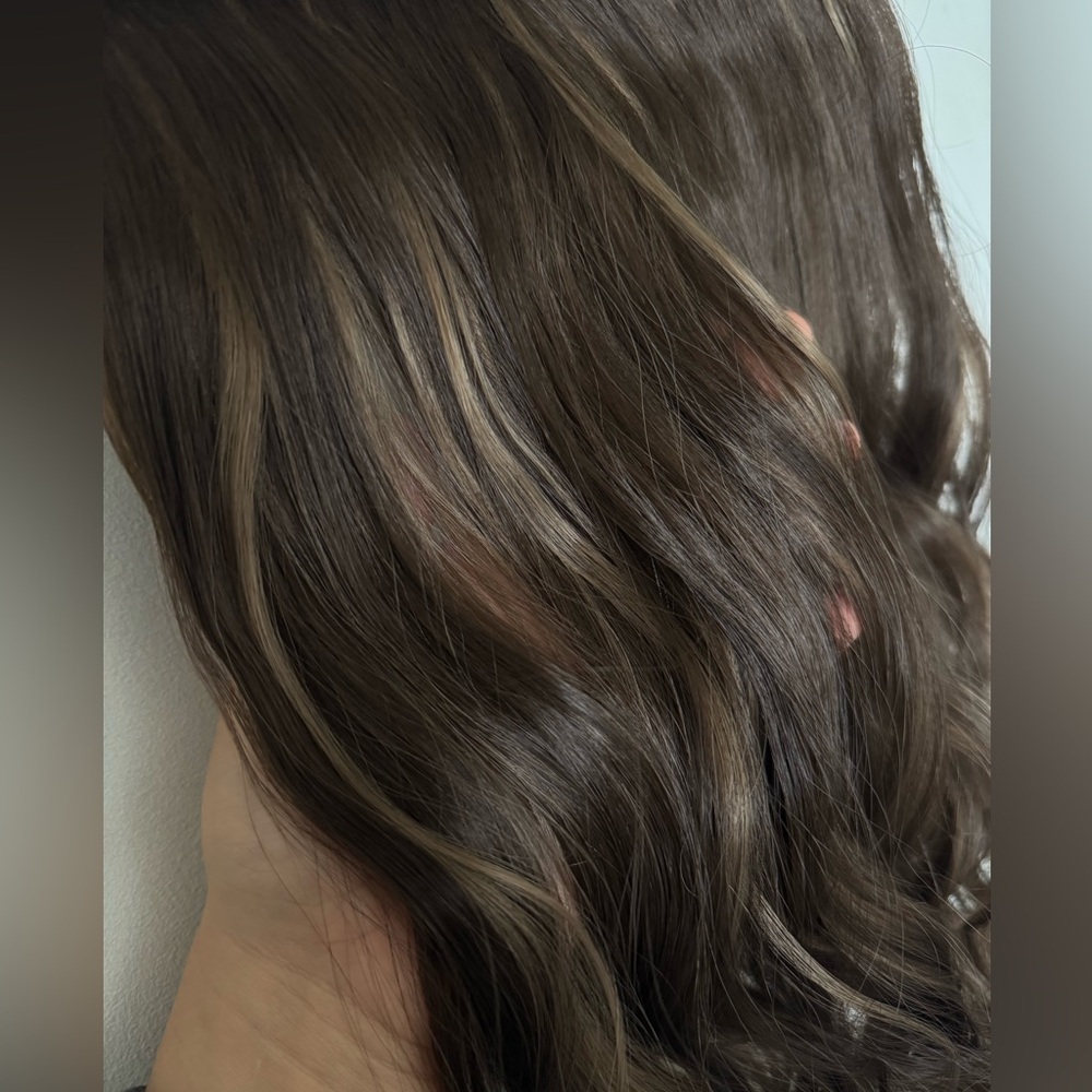 22” Clip-In Hair Extension Brown with Blonde Highlights Wavy | Volume Hairpiece - Picture 5 of 11